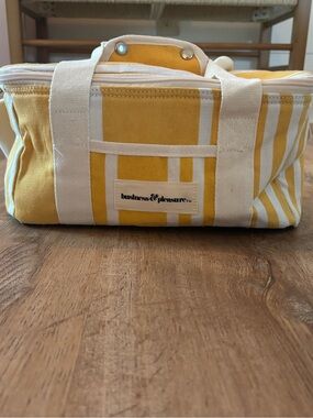 Business & Pleasure Yellow Stripe Canvas Cooler EUC